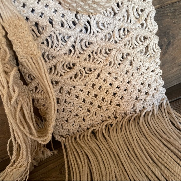 Vintage Macramé Boho Hippie Shoulder Bag Cross-body🌻 ☮️ - Picture 5 of 13
